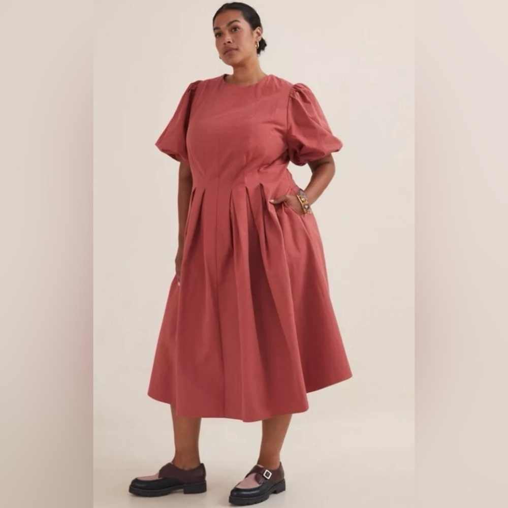 Anthropologie Eri + Ali sz 22 corset, slip attached puff sleeve dress